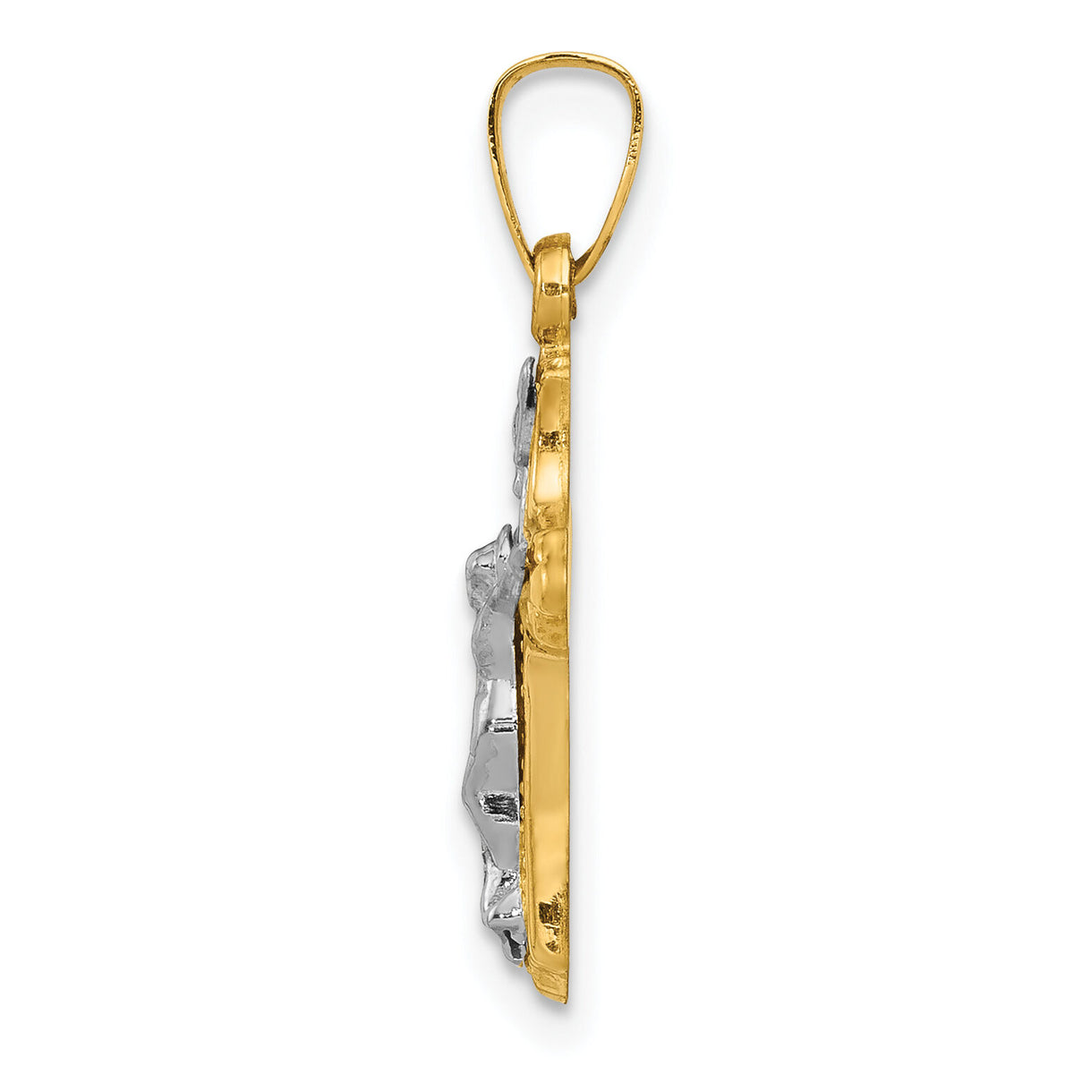 14k Two-tone Polished and Textured INRI Crucifix Pendant-XR1639