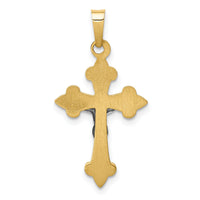 14k Two-tone Polished Fleur de Lis INRI Crucifix Pendant-XR1640