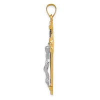 14k Two-tone Polished INRI Crucifix Pendant-XR1641
