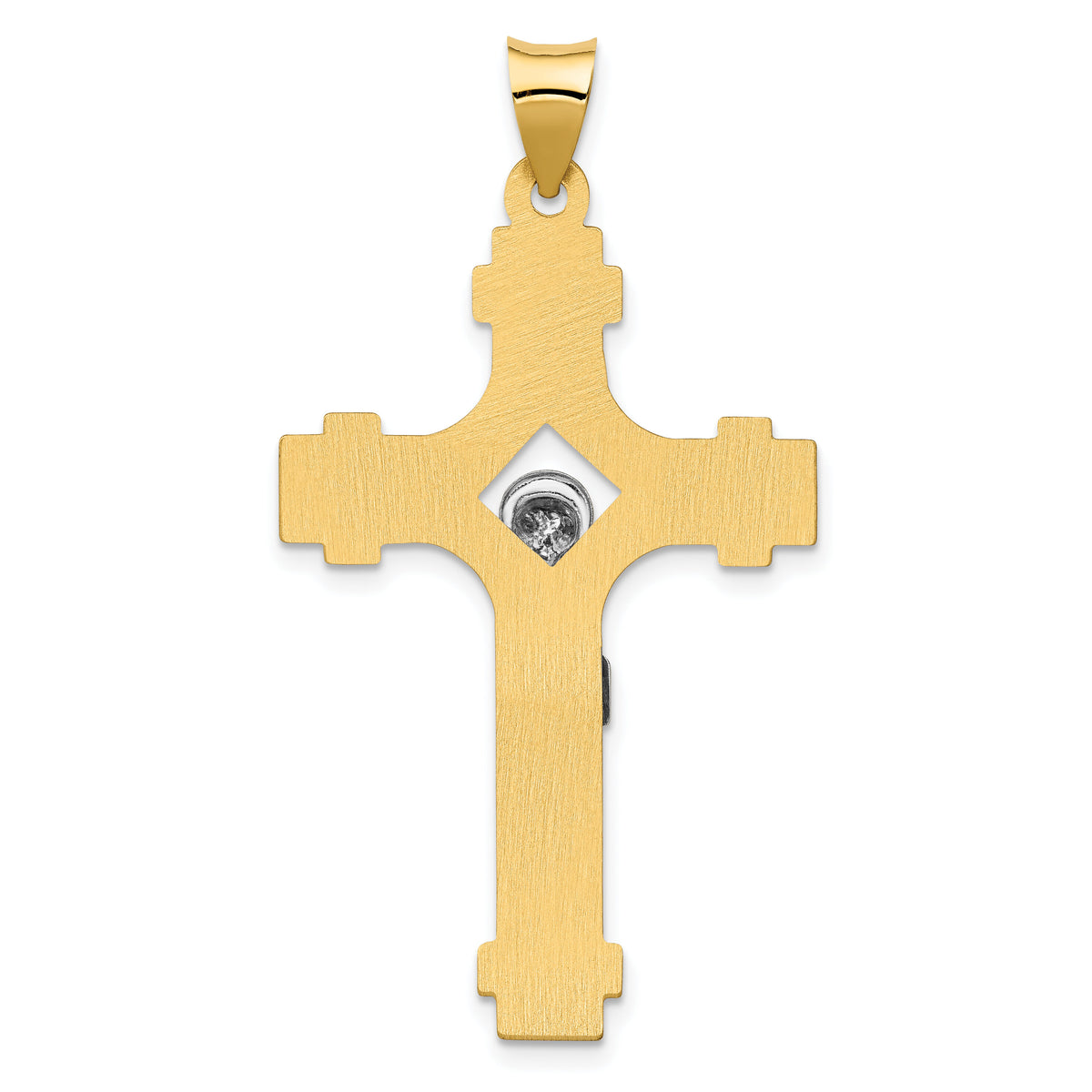 14k Two-tone Polished INRI Crucifix Pendant-XR1641
