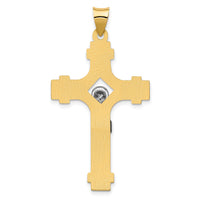 14k Two-tone Polished INRI Crucifix Pendant-XR1641