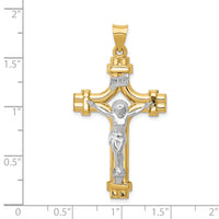 14k Two-tone Polished INRI Crucifix Pendant-XR1641