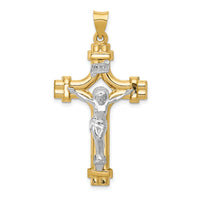 14k Two-tone Polished INRI Crucifix Pendant-XR1641