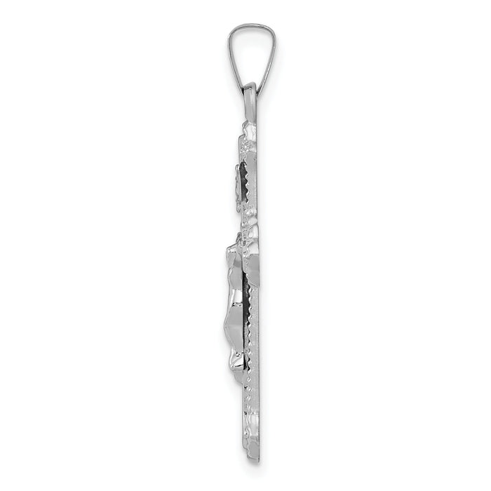 14k White Gold Polished INRI Crucifix Pendant-XR1642