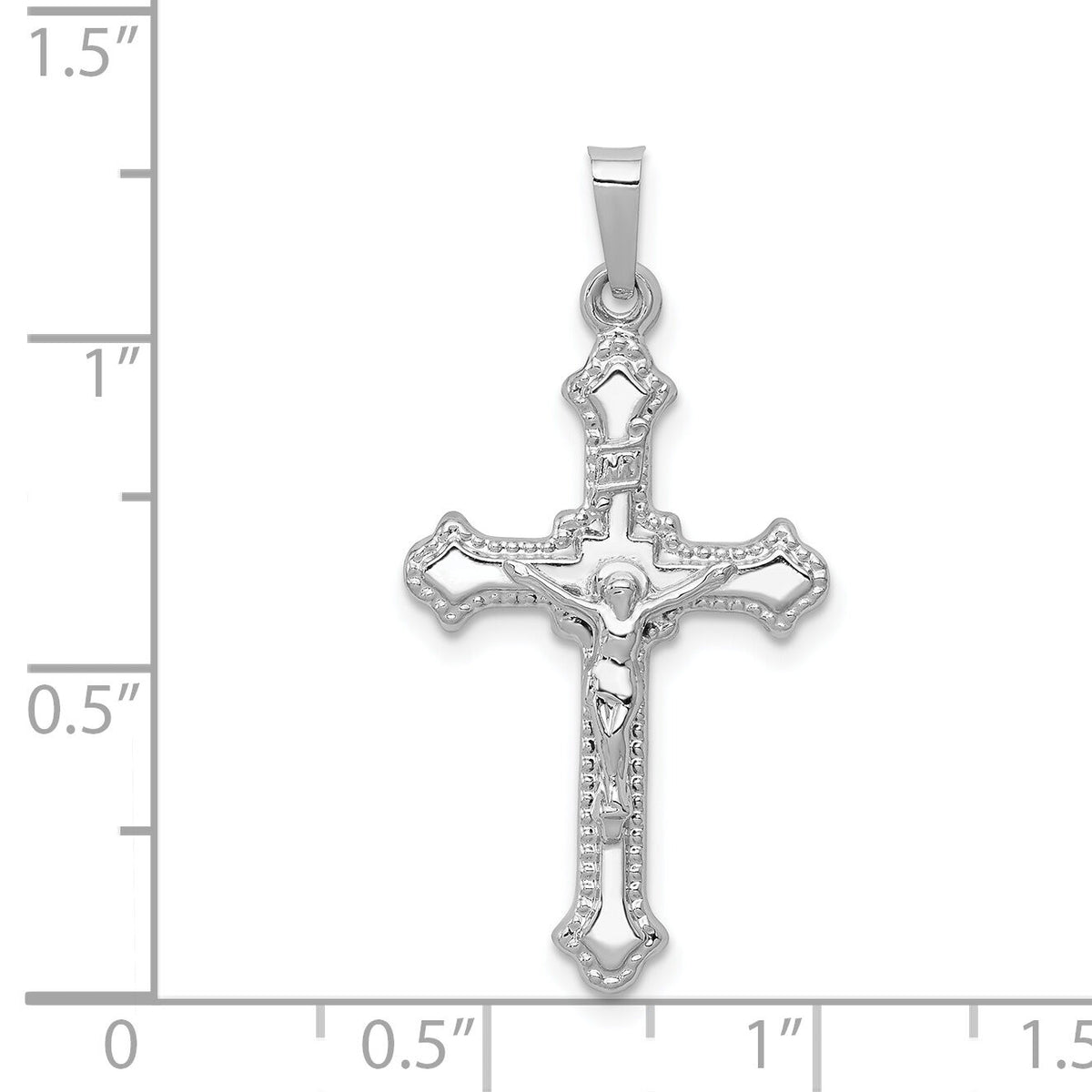 14k White Gold Polished INRI Crucifix Pendant-XR1642