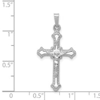 14k White Gold Polished INRI Crucifix Pendant-XR1642