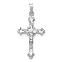 14k White Gold Polished INRI Crucifix Pendant-XR1642