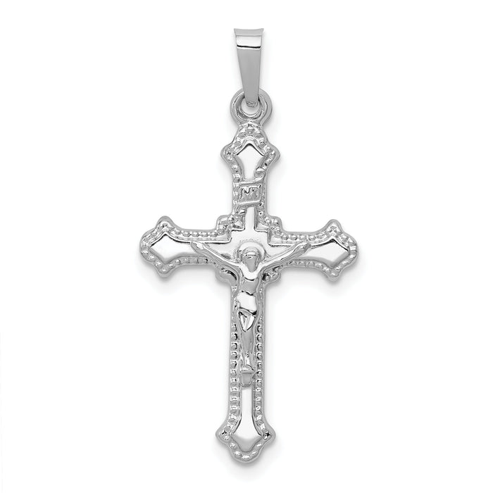 14k White Gold Polished INRI Crucifix Pendant-XR1642