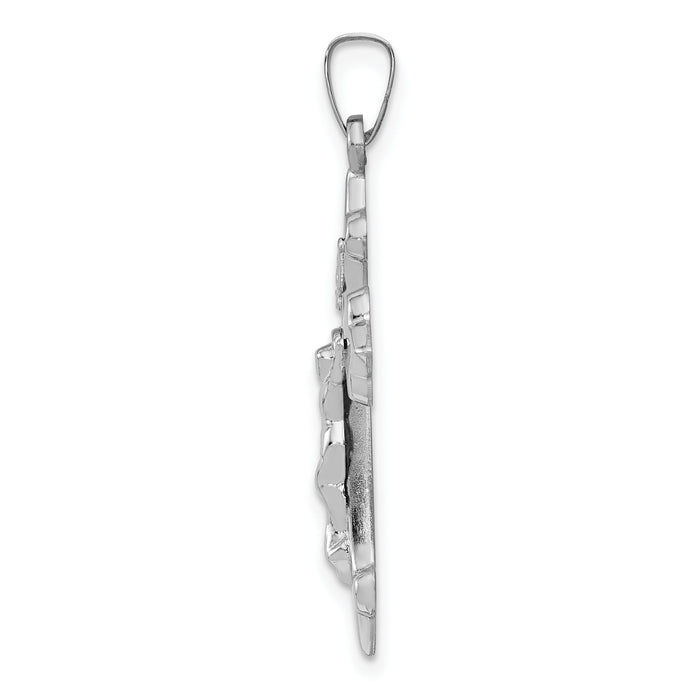 14k White Gold Polished Fleur de Lis Crucifix Pendant-XR1643