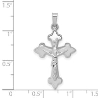 14k White Gold Polished Fleur de Lis Crucifix Pendant-XR1643