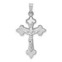 14k White Gold Polished Fleur de Lis Crucifix Pendant-XR1643