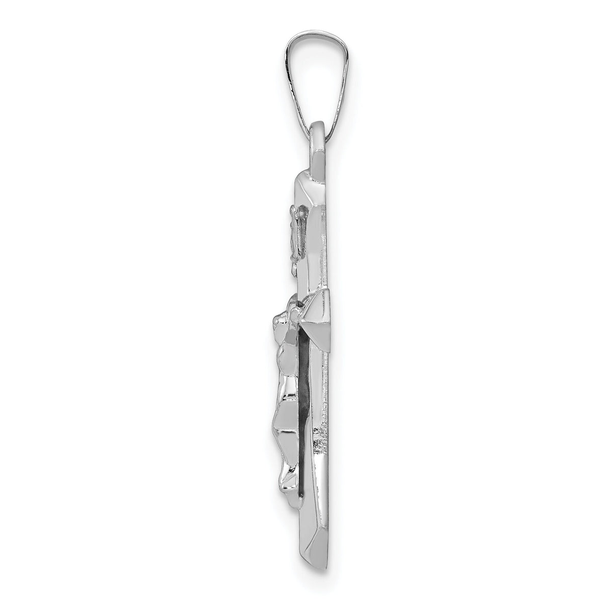 14k White Gold Polished INRI Crucifix Pendant-XR1644