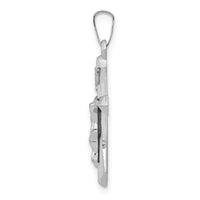 14k White Gold Polished INRI Crucifix Pendant-XR1644
