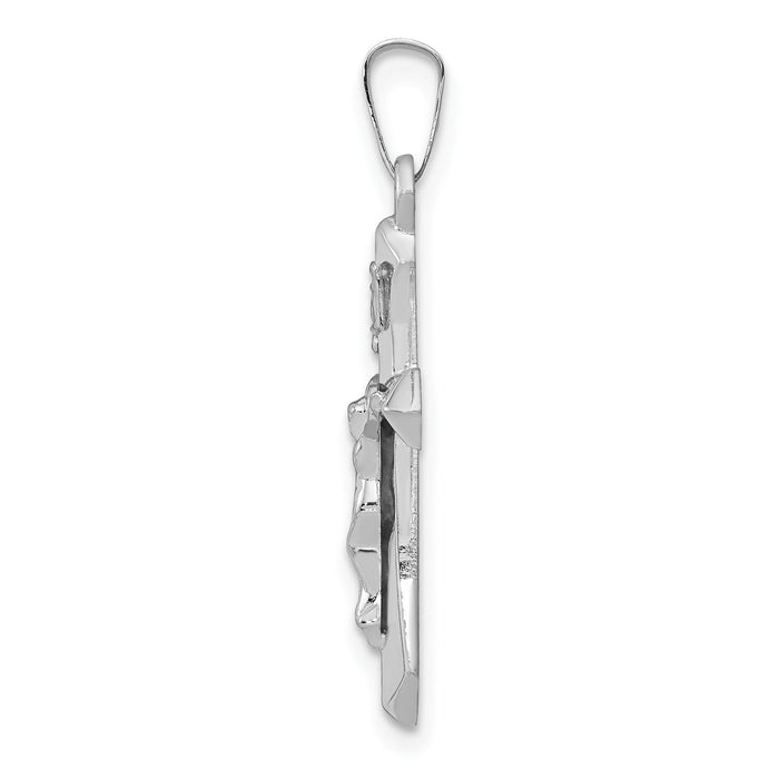 14k White Gold Polished INRI Crucifix Pendant-XR1644
