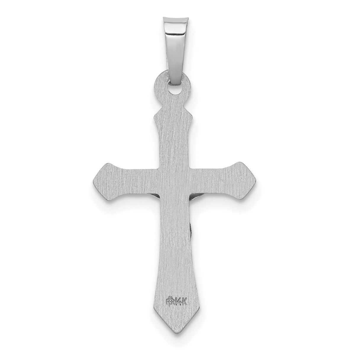 14k White Gold Polished INRI Crucifix Pendant-XR1644