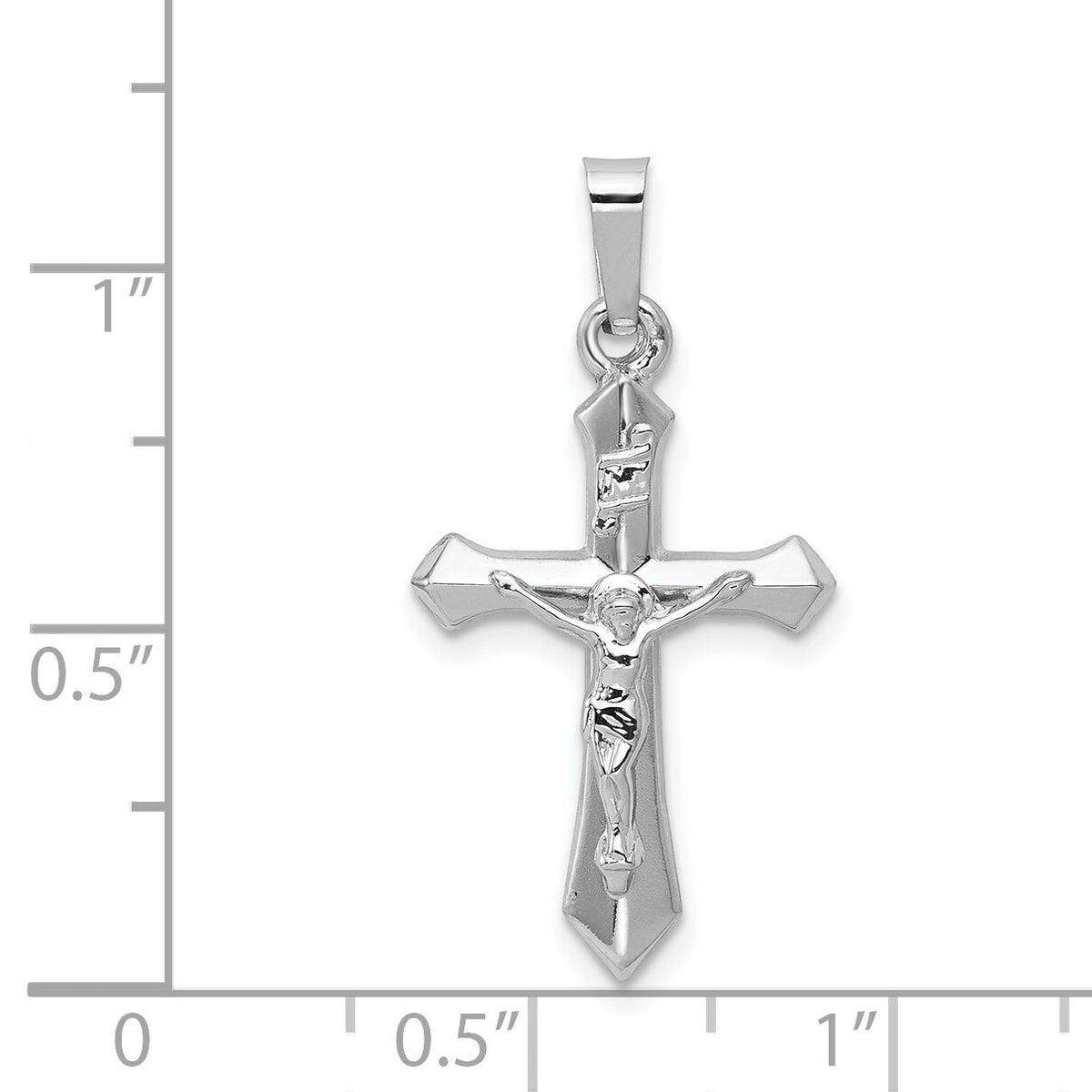 14k White Gold Polished INRI Crucifix Pendant-XR1644