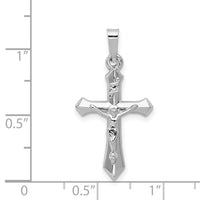 14k White Gold Polished INRI Crucifix Pendant-XR1644