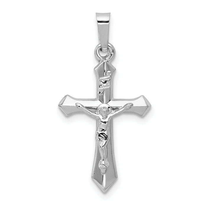 14k White Gold Polished INRI Crucifix Pendant-XR1644