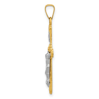 14K Two-tone Polished Inri Crucifix Pendant-XR1648