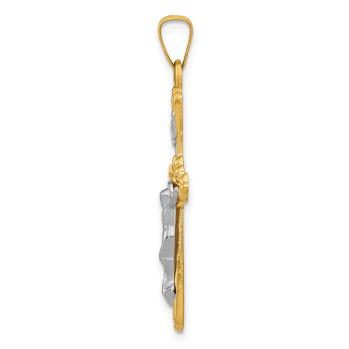 14K Two-tone Polished Inri Crucifix Pendant-XR1648