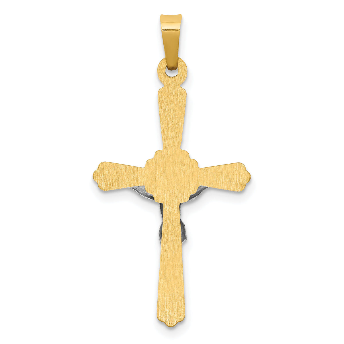 14K Two-tone Polished Inri Crucifix Pendant-XR1648