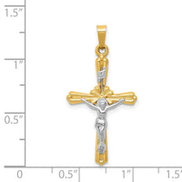 14K Two-tone Polished Inri Crucifix Pendant-XR1648
