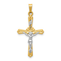 14K Two-tone Polished Inri Crucifix Pendant-XR1648