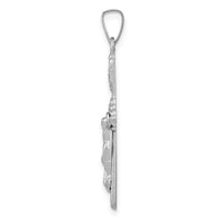 14k White Gold Polished INRI Crucifix Pendant-XR1649