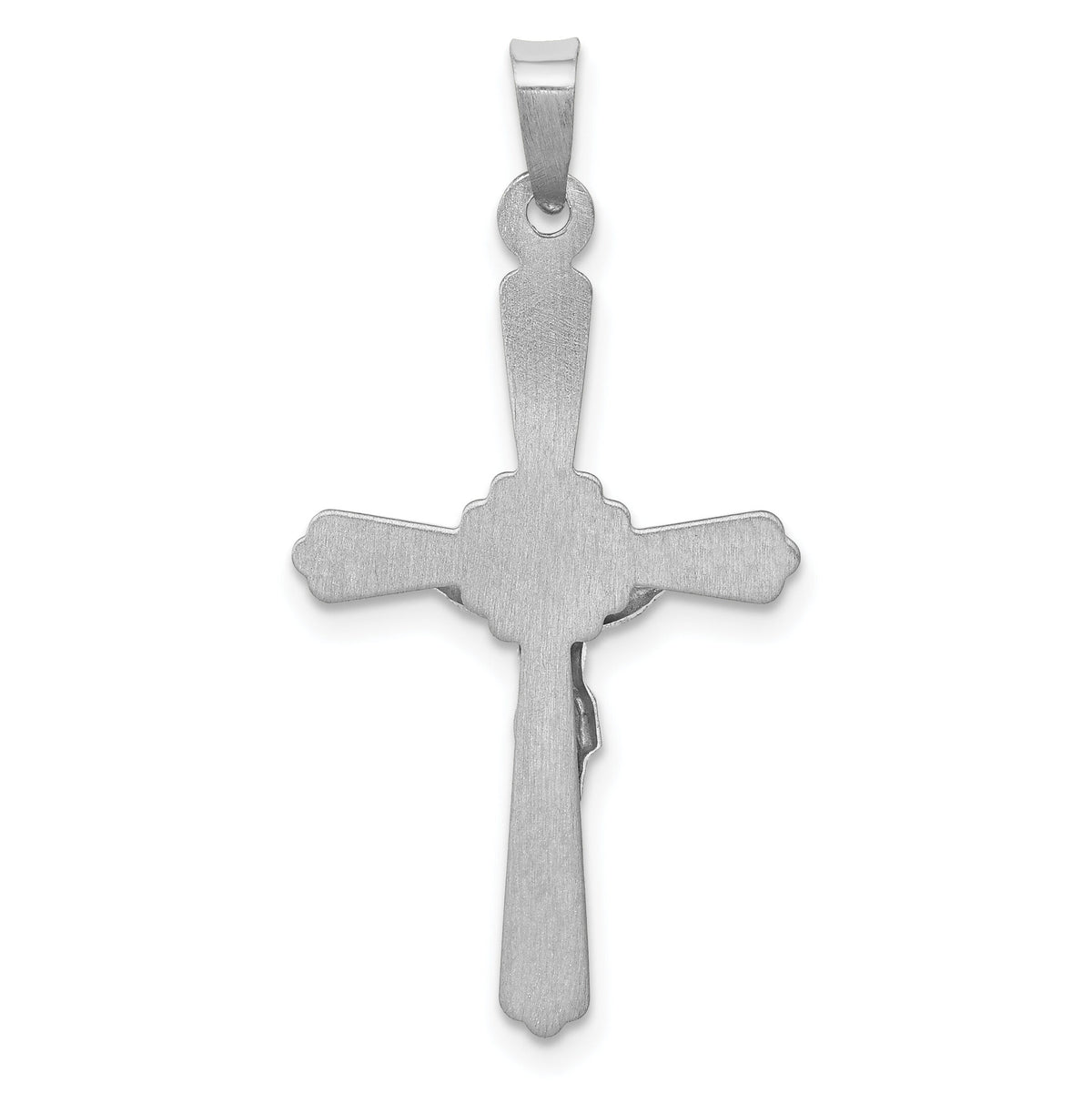 14k White Gold Polished INRI Crucifix Pendant-XR1649