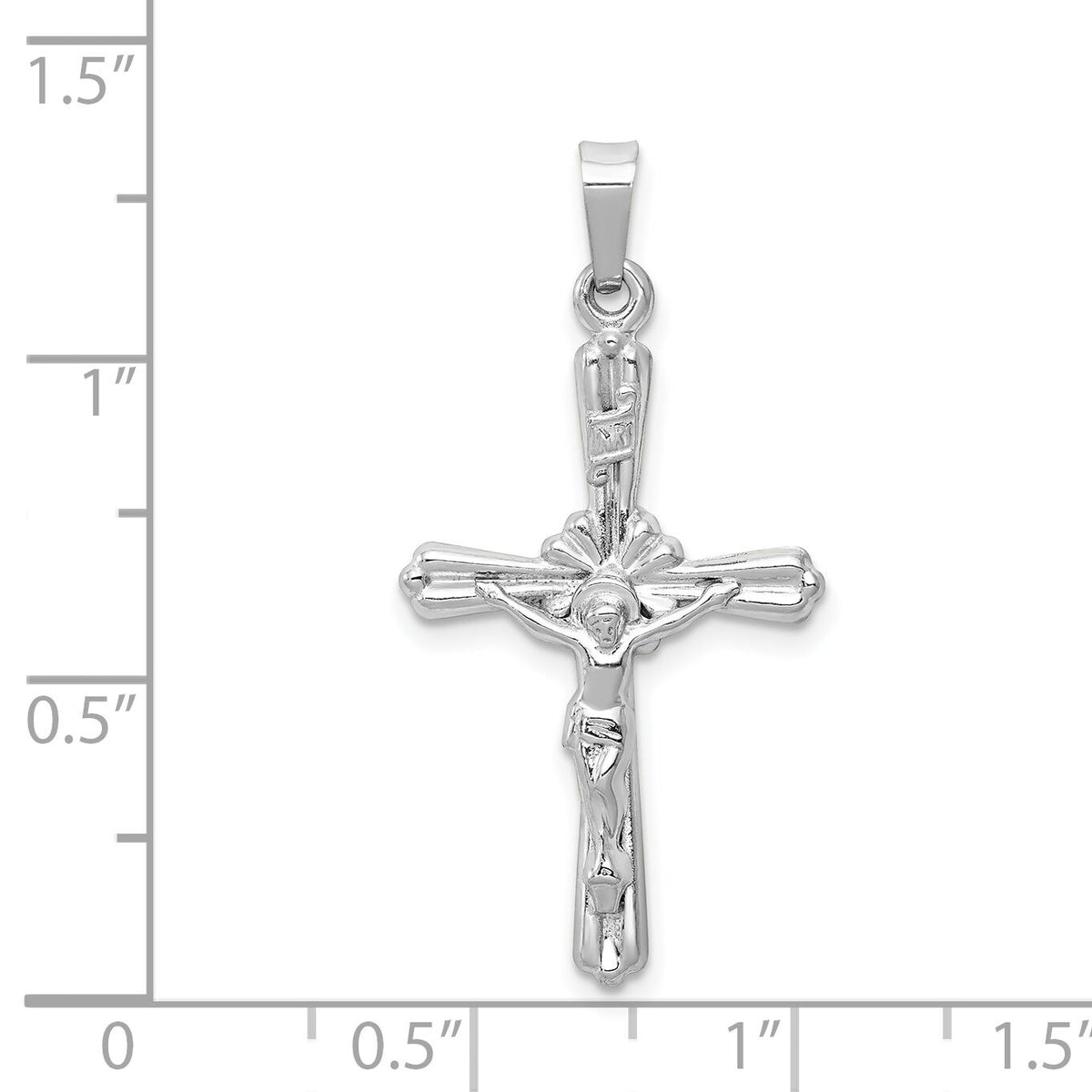 14k White Gold Polished INRI Crucifix Pendant-XR1649