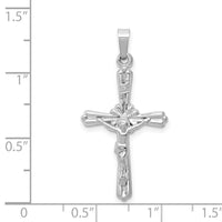 14k White Gold Polished INRI Crucifix Pendant-XR1649