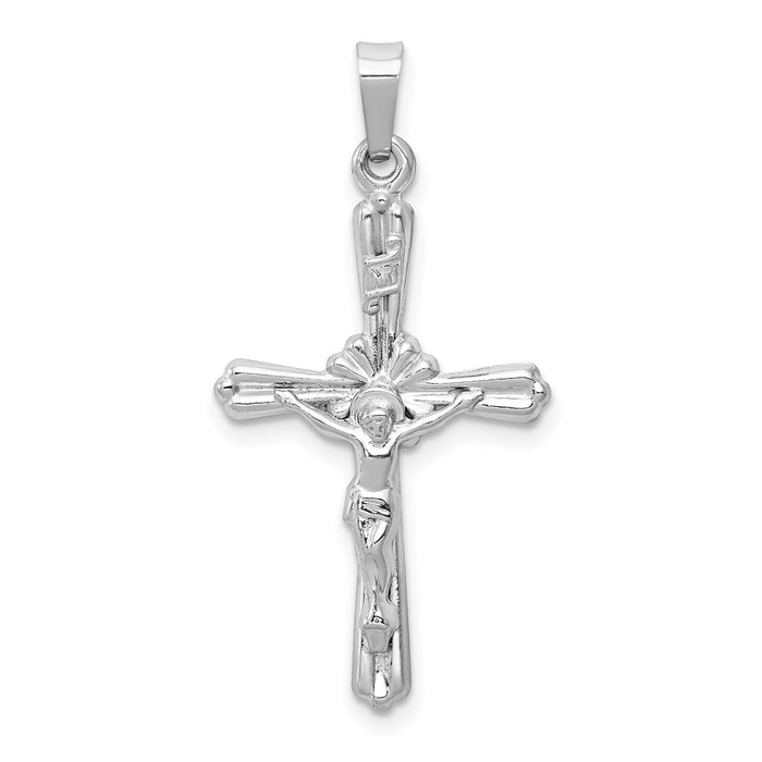 14k White Gold Polished INRI Crucifix Pendant-XR1649