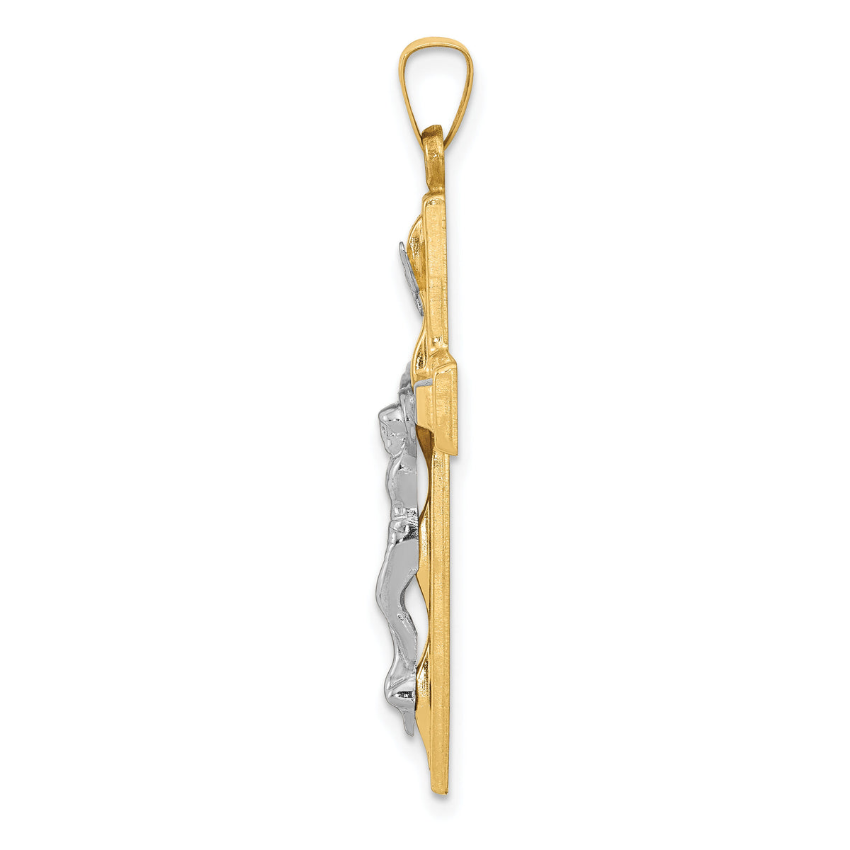 14k Two-tone Polished INRI Crucifix Pendant-XR1651