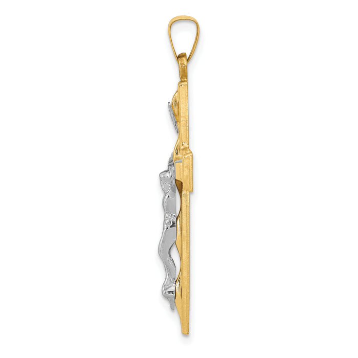 14k Two-tone Polished INRI Crucifix Pendant-XR1651
