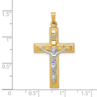 14k Two-tone Polished INRI Crucifix Pendant-XR1651