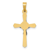 14k Two-tone Flower Center INRI Crucifix Pendant-XR1653