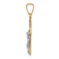 14k Two-tone Polished INRI Crucifix Pendant-XR1654