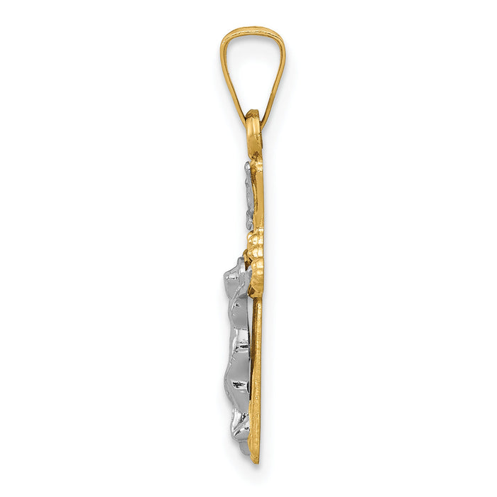 14k Two-tone Polished INRI Crucifix Pendant-XR1654