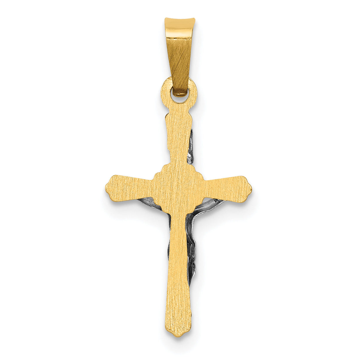 14k Two-tone Polished INRI Crucifix Pendant-XR1654