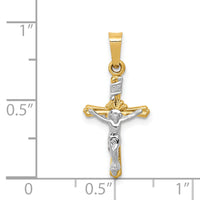 14k Two-tone Polished INRI Crucifix Pendant-XR1654