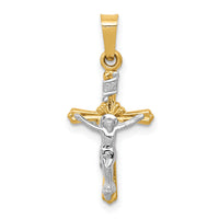 14k Two-tone Polished INRI Crucifix Pendant-XR1654