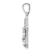 14k White Gold Polished INRI Rounded Crucifix Pendant-XR1656