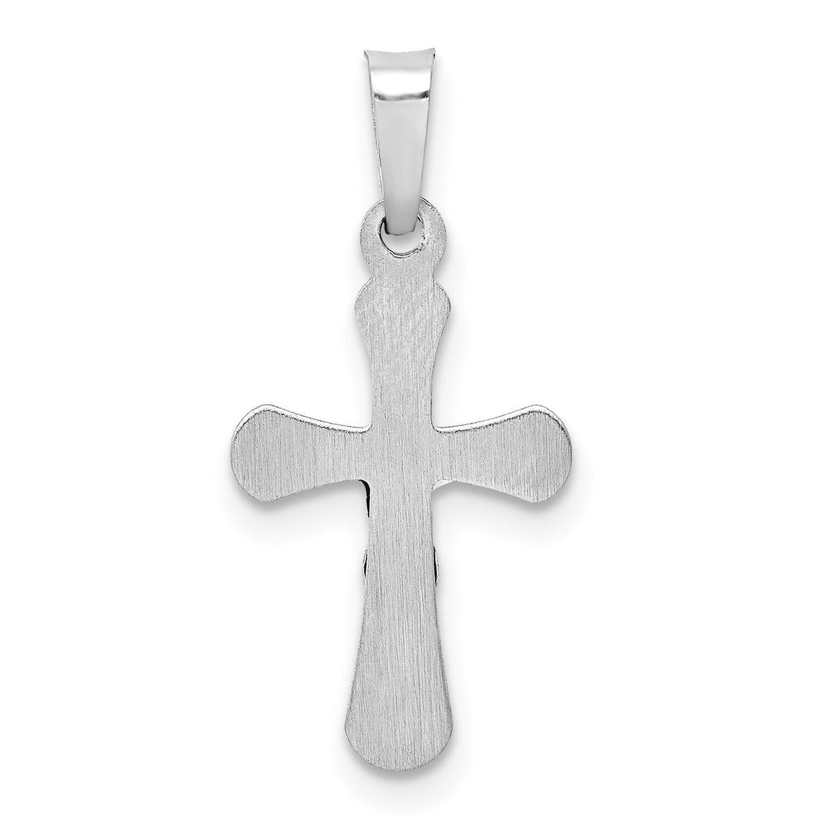 14k White Gold Polished INRI Rounded Crucifix Pendant-XR1656