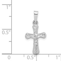 14k White Gold Polished INRI Rounded Crucifix Pendant-XR1656