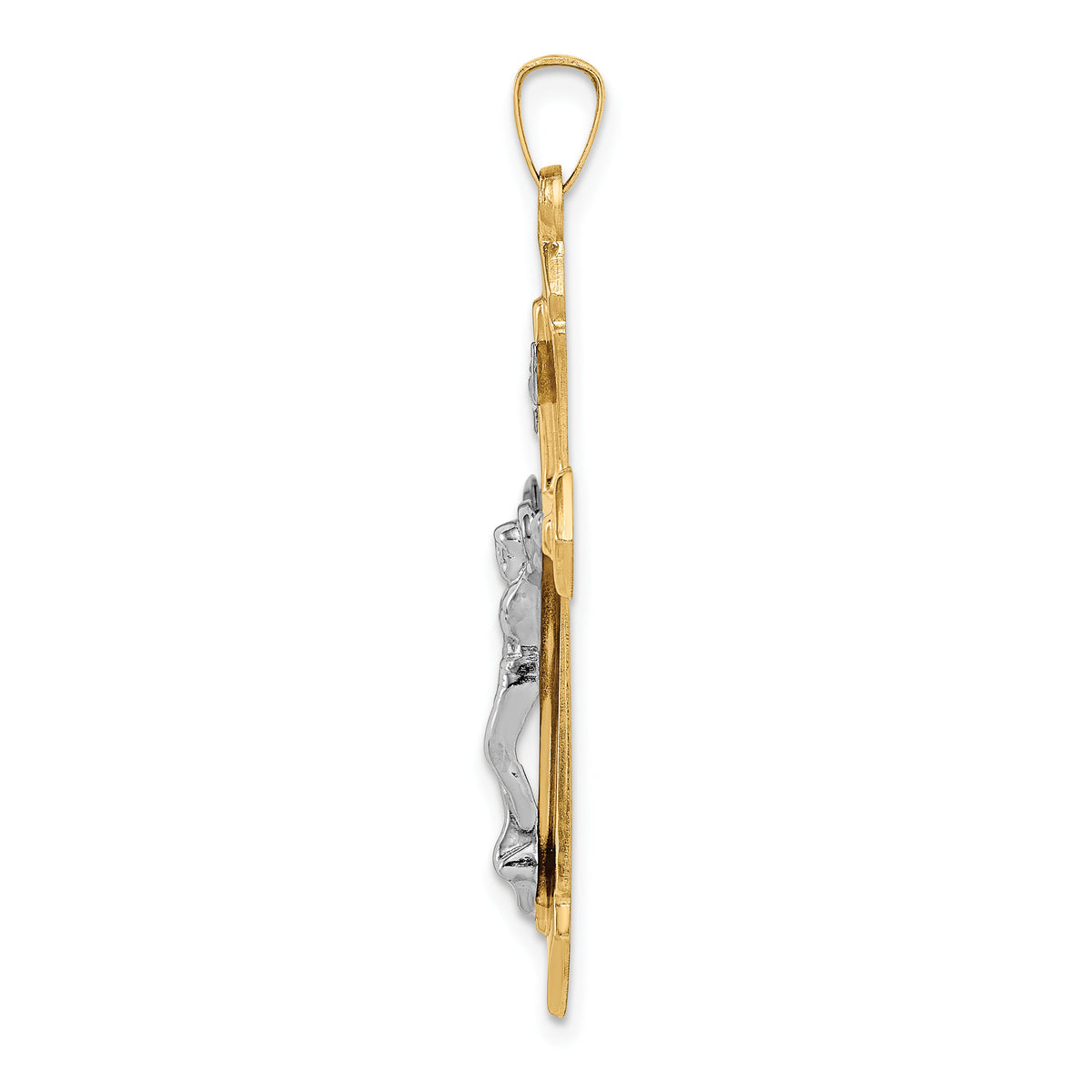 14k Two-tone Polished INRI Crucifix Pendant-XR1658