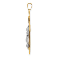 14k Two-tone Polished INRI Crucifix Pendant-XR1658