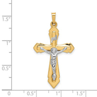 14k Two-tone Polished INRI Crucifix Pendant-XR1658