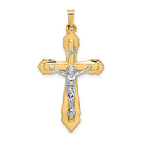 14k Two-tone Polished INRI Crucifix Pendant-XR1658