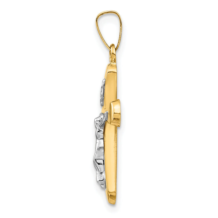 14k Two-tone Polished Rounded Crucifix Pendant-XR1662