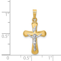 14k Two-tone Polished Rounded Crucifix Pendant-XR1662
